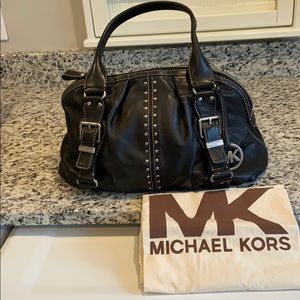 Michael Kors Black Leather Studded Satchel